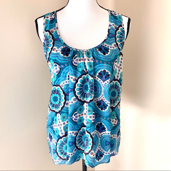 Anthropologie Meadow Rue Merlin Mixed Media Split Back Sleeveless Top Size M - Picture 2 of 10